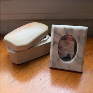 Natural Marble Photo Frame and Stone Box Set
